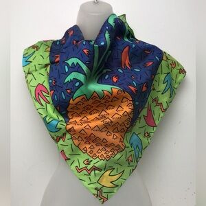 VTG Tropical Acute Bandana Scarf Square Shape Pineapple Print